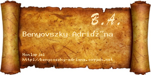 Benyovszky Adriána névjegykártya